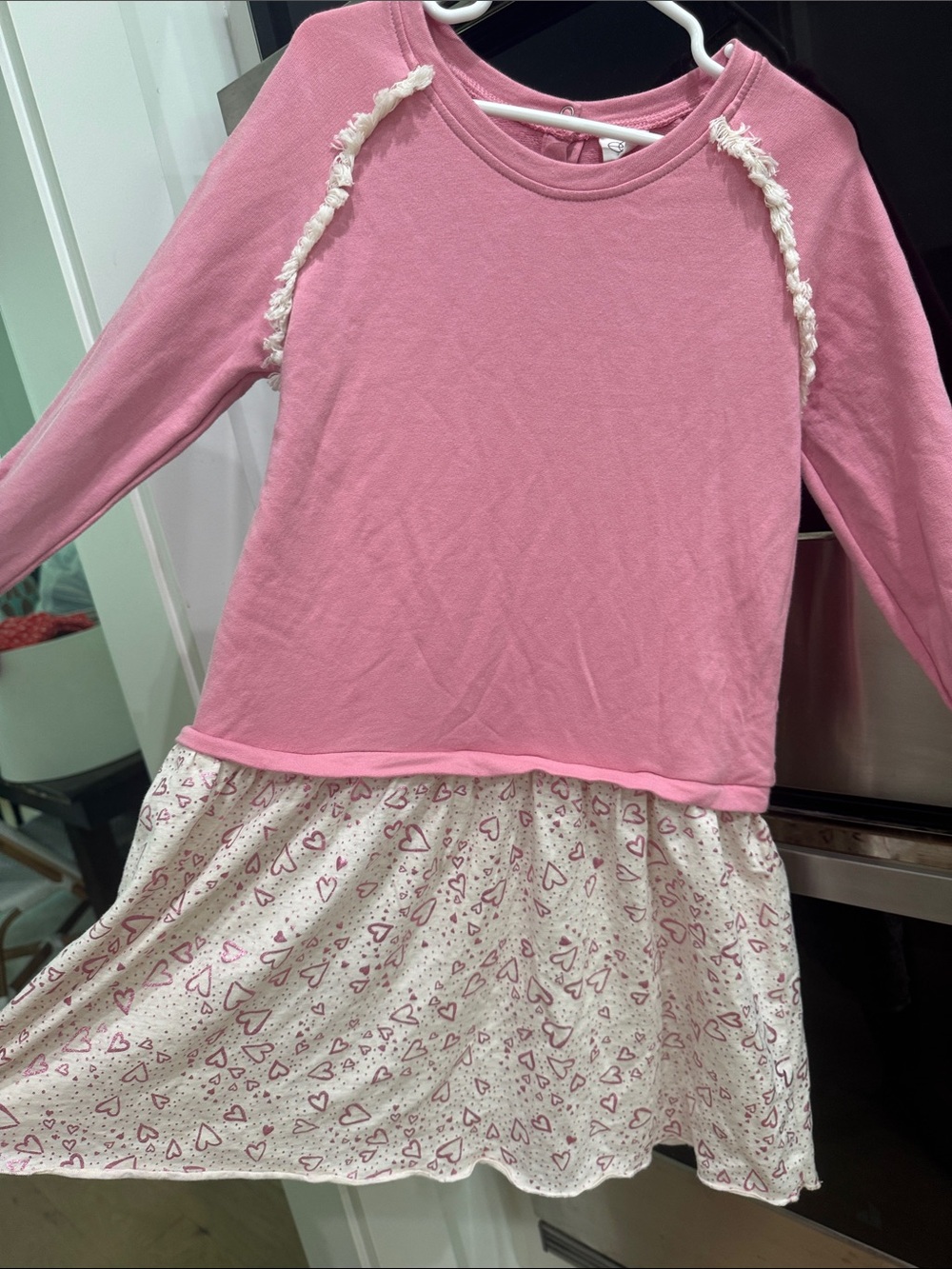 Kids Long-Sleeve Pink Heart Skirt Dress